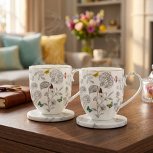 Load image into Gallery viewer, Set of 2 Mugs Flowers and Butterflies
