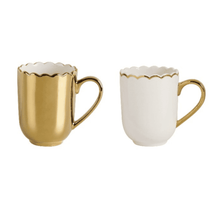Lade das Bild in den Galerie-Viewer, Gold &amp; White Mug Set of 2.
