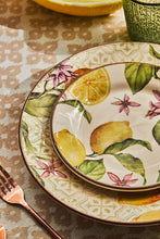 Load image into Gallery viewer, VELA ZAGARA 18-Piece Mediterranean Lemon Porcelain Stoneware Dinner Set for 6.
