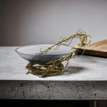 Load image into Gallery viewer, Glass Bowl With Iron Wire Stand.
