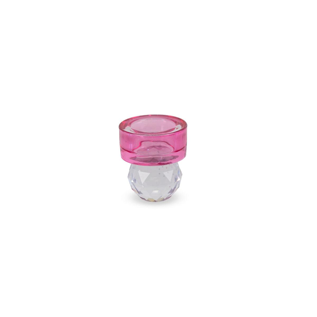 Diamond Effect Candle Holder Pink.