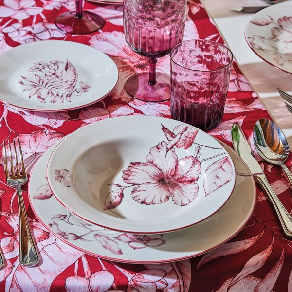 Colibri 18-Piece Pink Floral Porcelain Dinner Set for 6 | Elegant Botanical Tableware.
