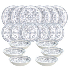 Lade das Bild in den Galerie-Viewer, MADISON ARABESQUE 18-Piece Mediterranean Porcelain Dinner Set for 6.
