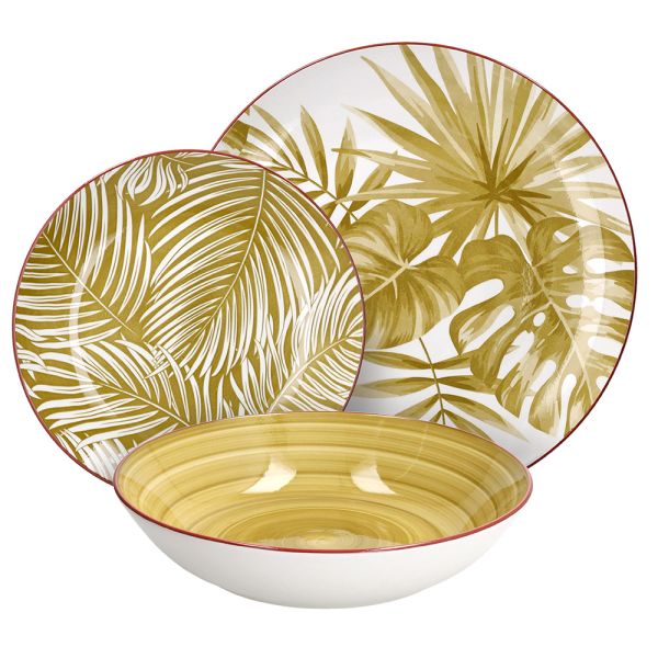 Madison Exotic 18-Piece Tropical Porcelain Dinner Set for 6 | Multicolour Botanical Tableware.