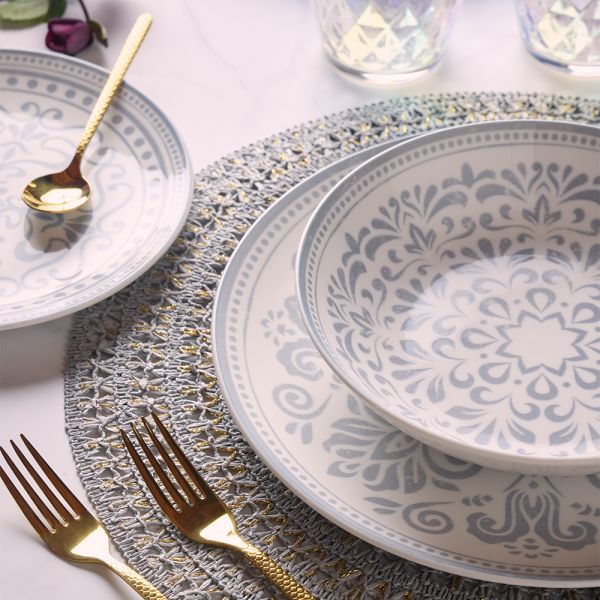MADISON ARABESQUE 18-Piece Mediterranean Porcelain Dinner Set for 6.