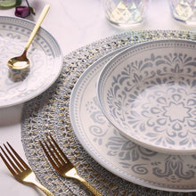 Lade das Bild in den Galerie-Viewer, MADISON ARABESQUE 18-Piece Mediterranean Porcelain Dinner Set for 6.
