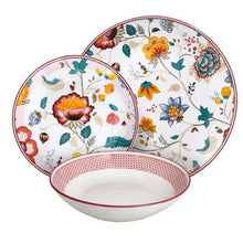 Lade das Bild in den Galerie-Viewer, Moon Kimono 18-Piece Floral Porcelain Dinner Set for 6 | Luxury Japanese-Inspired Tableware.
