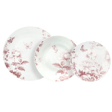 Lade das Bild in den Galerie-Viewer, Moon Vie En Rose 18-Piece Pink Floral Porcelain Dinner Set for 6 | Elegant Romantic Tableware.
