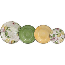 Load image into Gallery viewer, VELA ZAGARA 18-Piece Mediterranean Lemon Porcelain Stoneware Dinner Set for 6.
