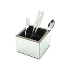 Mirrored wood cutlery support.