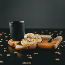 Charger l'image dans la galerie, Porcelain Coffee Cup 93ml on a wooden tray 17x16x8cm.

