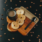 Porcelain Coffee Cup 93ml on a wooden tray 17x16x8cm.