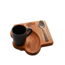 Charger l'image dans la galerie, Porcelain Coffee Cup 93ml on a wooden tray 17x16x8cm.
