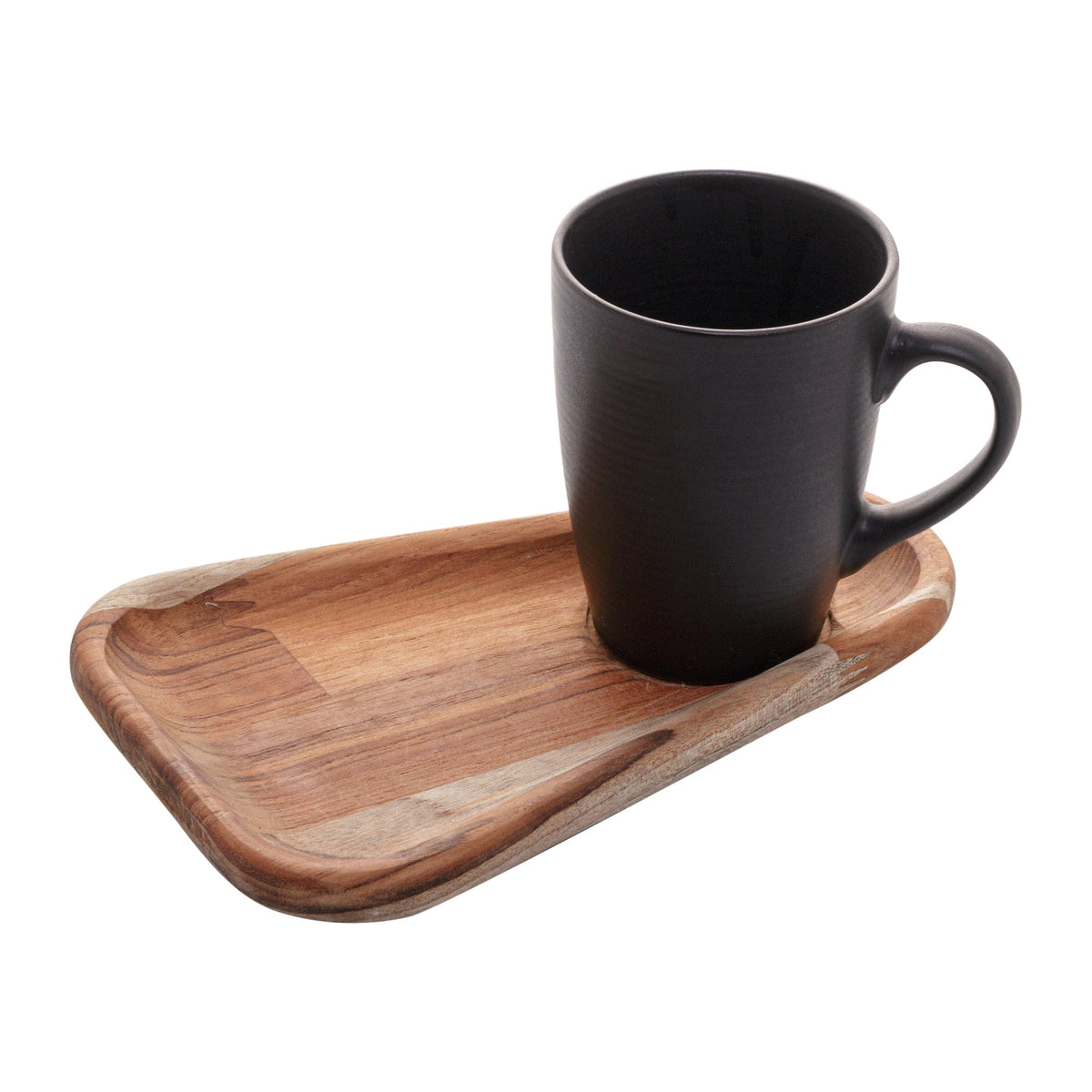 Porcelaine Mug 350ml and Wooden Saucer 22x15x11cm.