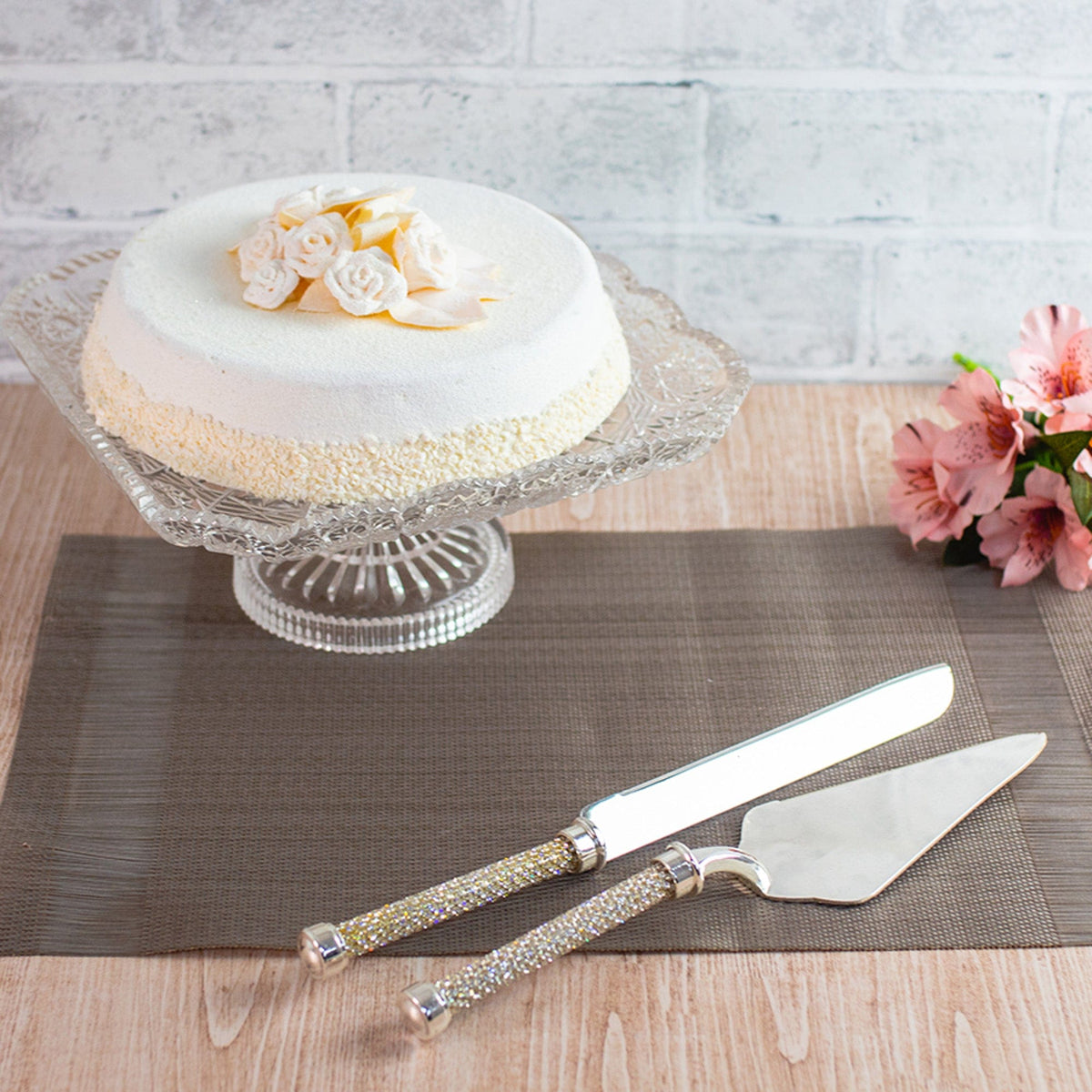 Silver Cake Serving Set 32cm.