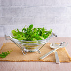 Stainless Steel Support/Glass Serving Salad Bowl 34x28x14cm.