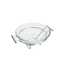 Lade das Bild in den Galerie-Viewer, Stainless Steel Support/Glass Serving Salad Bowl 34x28x14cm.
