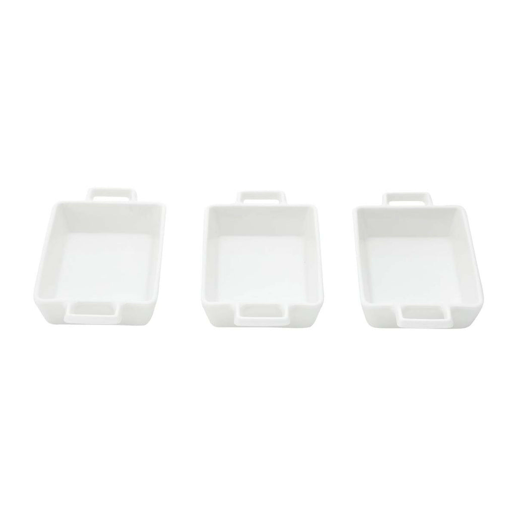 Set of 3 Porcelain Appetiser white dishes 16x8x3cm.