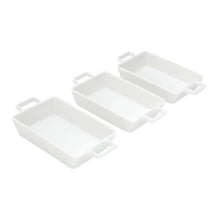 Charger l'image dans la galerie, Set of 3 Porcelain Appetiser white dishes 16x8x3cm.

