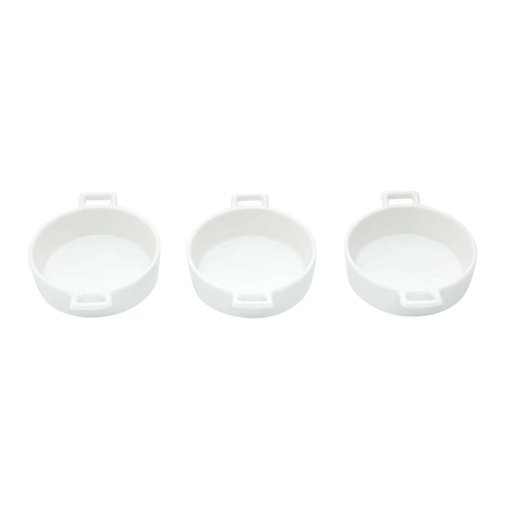 Set of 3 Porcelain Appetiser white dishes 12x9x3cm.