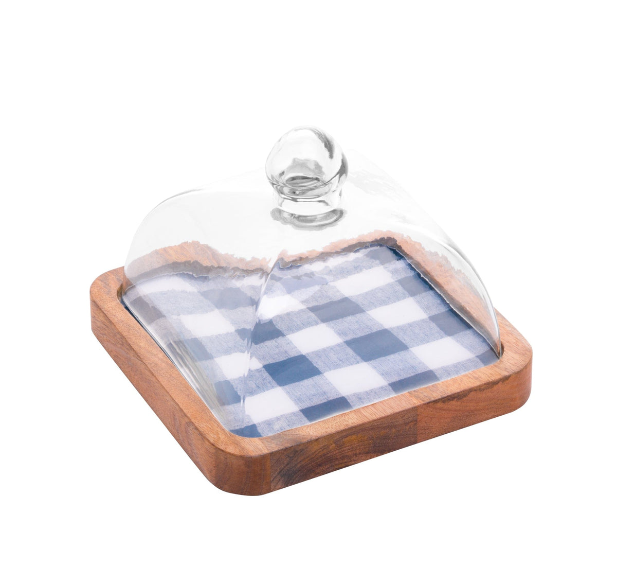 Wooden Cheese Platter with Glass Cover 24x24x15cm.