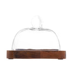 Wooden Cheese Platter with Glass Cover 24x24x15cm.