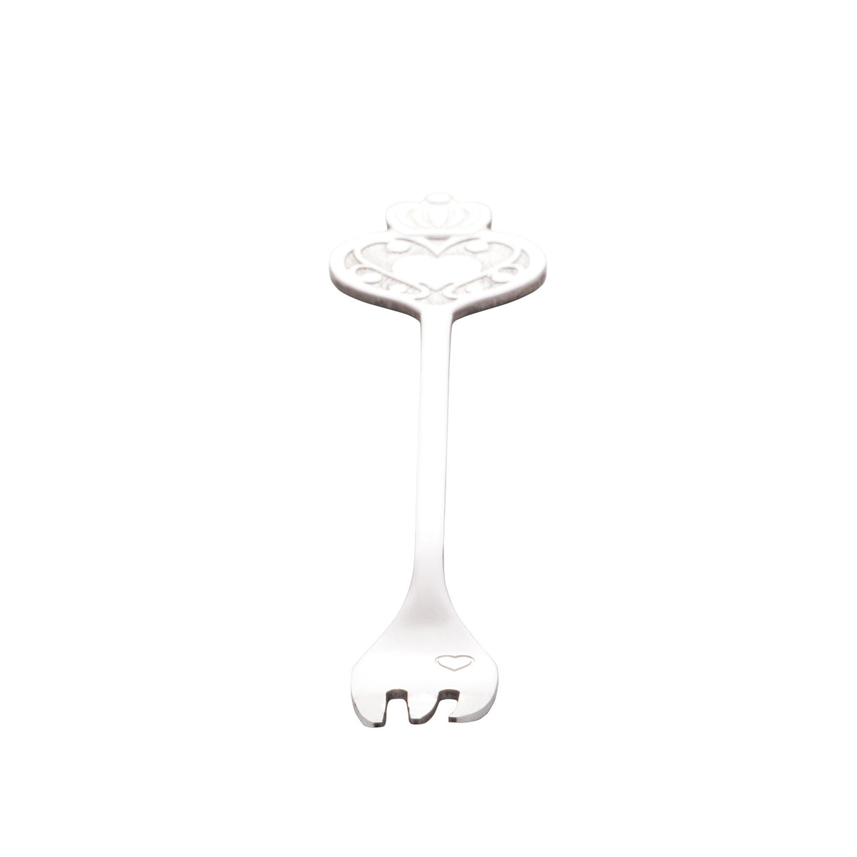 Set of 4 Stainless Steel Silver Key Cake Forks.