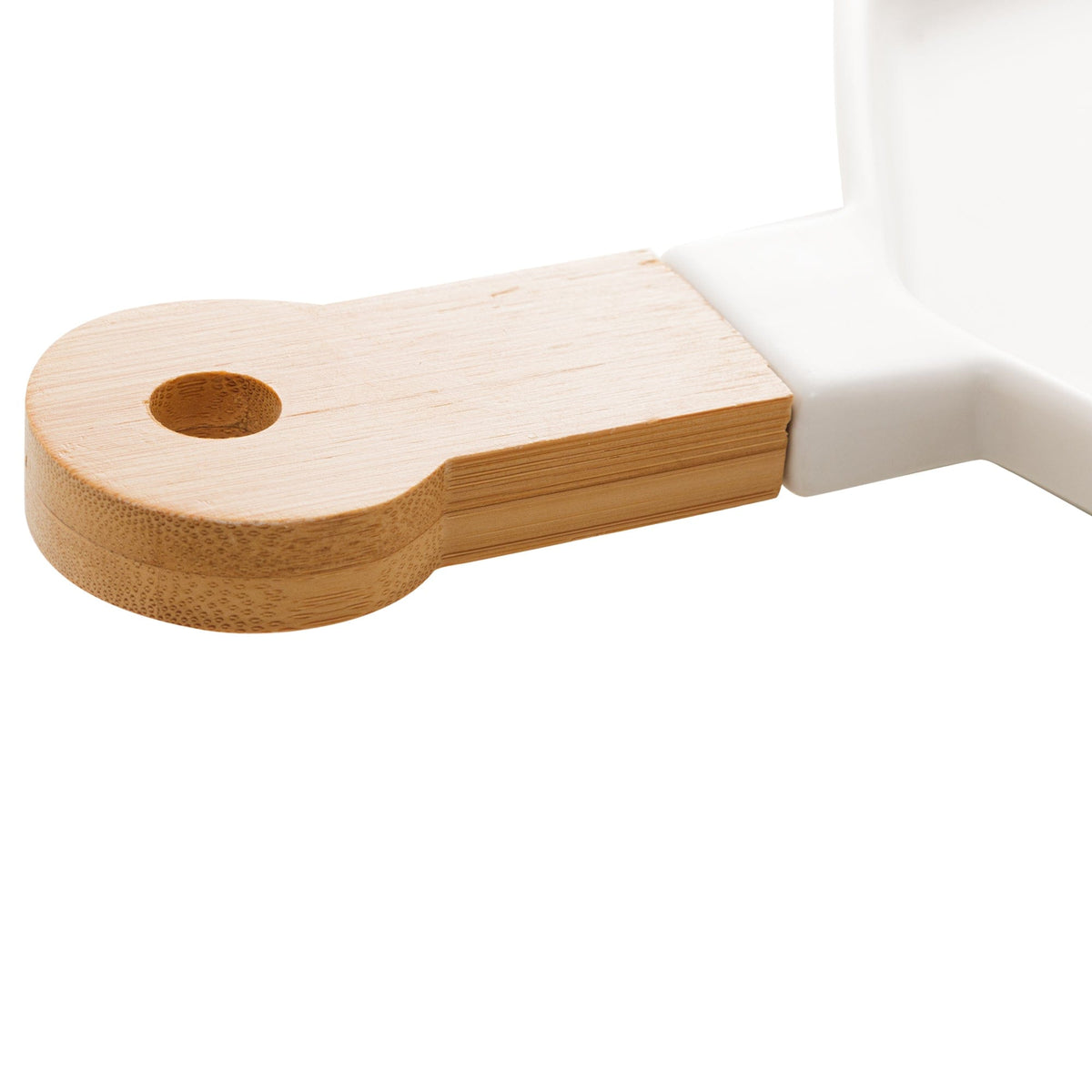 Porcelaine White Appetizer Board with a Wooden Handle 35x16x2cm.