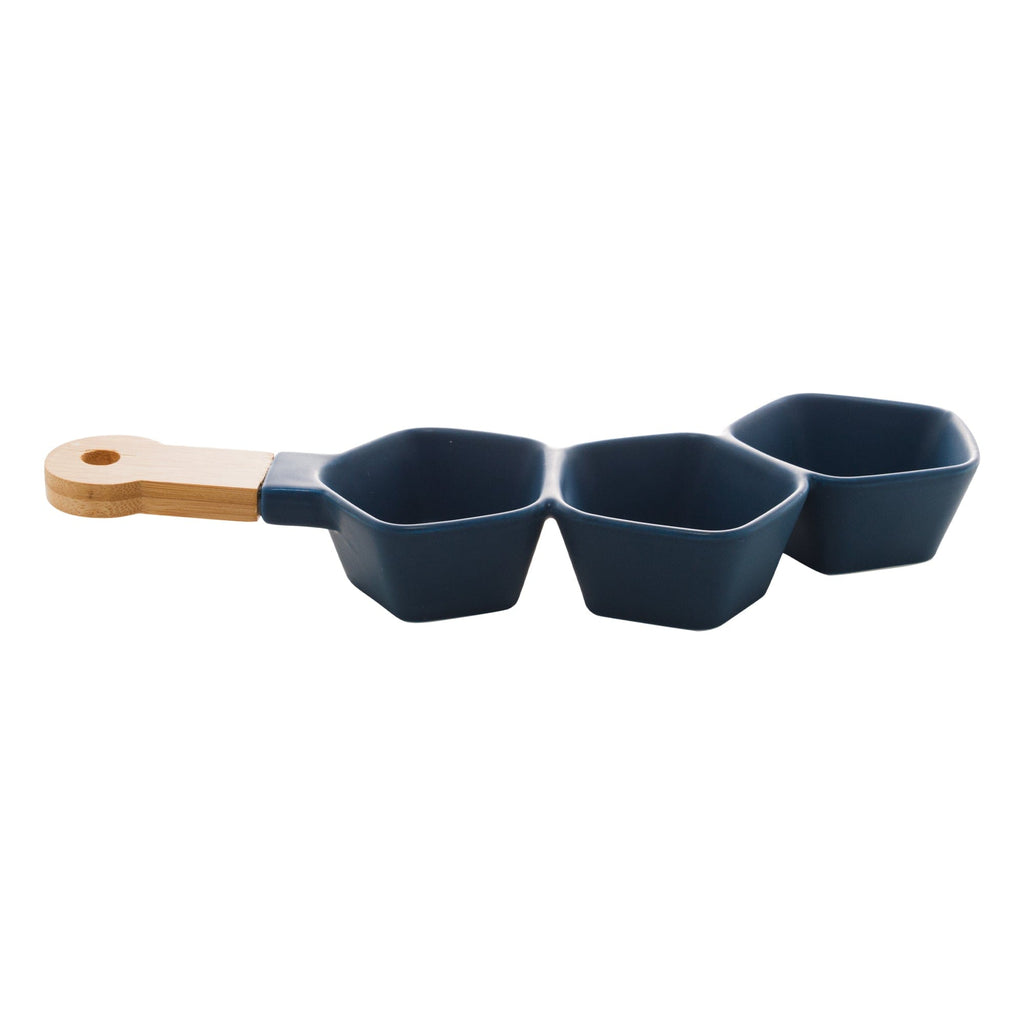 Porcelaine Blue Appetiser Small attached Bowls 36x15x5cm.
