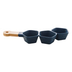Porcelaine Blue Appetiser Small attached Bowls 36x15x5cm.