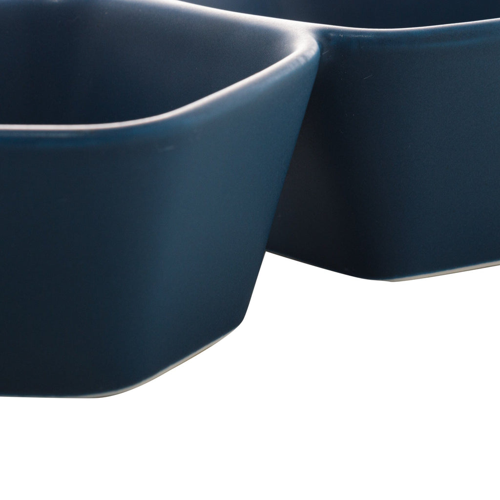 Porcelaine Blue Appetiser Small attached Bowls 36x15x5cm.