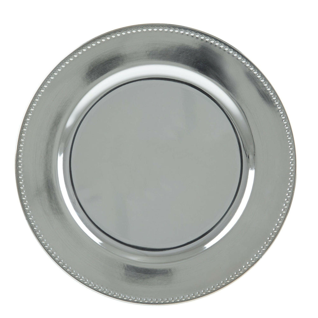 Set of 4 Silver Plastic Sous-plat 33cm.