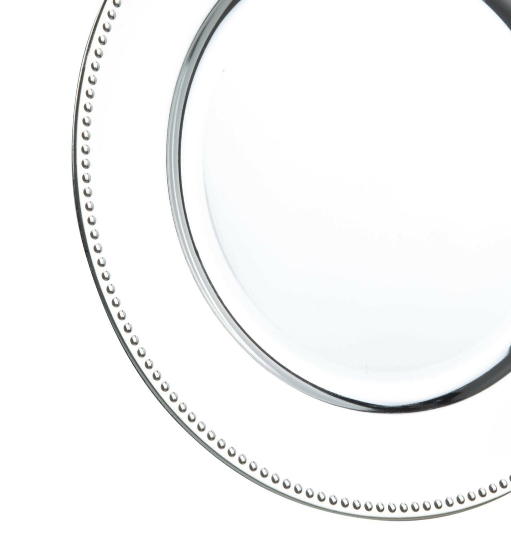 Set of 4 Silver Plastic Sous-plat 33cm.