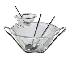 Load image into Gallery viewer, Silver Plated Crystal Salad Bowl Paired with a Sauce Cup and Serving Sets.
