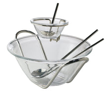 Load image into Gallery viewer, Silver Plated Crystal Salad Bowl Paired with a Sauce Cup and Serving Sets.

