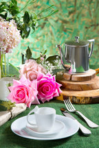 Set of 6 White Birds Cup and Saucer 85ml.