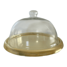 Charger l'image dans la galerie, Elevated Gold Leaf Cake Plate With Glass Dome.
