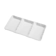 Load image into Gallery viewer, Rectangular white ceramic tray with three compartments on a white background
