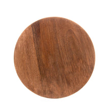 Load image into Gallery viewer, Round wooden cutting board on a white background
