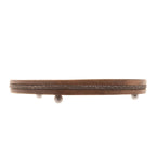 Wooden board with metal accents on a white background